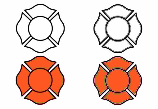 firefighter emblem icon set isolated on white background vector