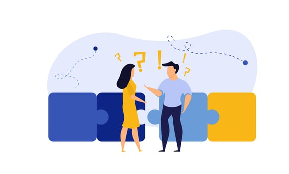 Puzzle team work vector illustration concept partner. Partnership teamwork business people collaboration together vector design. Concept jigsaw part solution group connect. Cooperation strategy idea