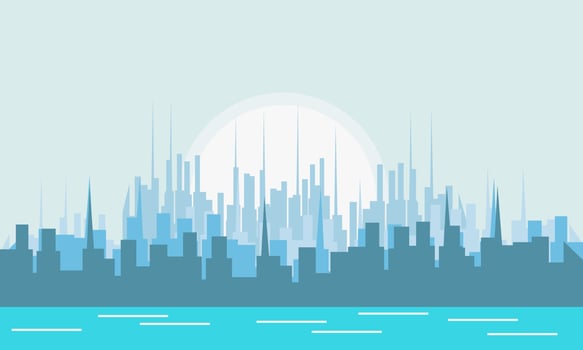 City background vector flat illustration design landscape side view