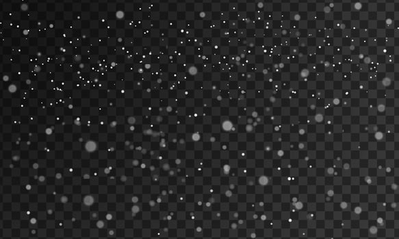 Falling realistic christmas snow banner. White New Years snow background. Vector illustration smowlfake winter effect