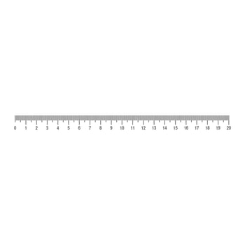 Ruler vector measure education icon isolated white. Horizontal inch ruler tool instrument measure line. Geometry scale equipment long rule sign. Office supply centimeter unit point chart instrument