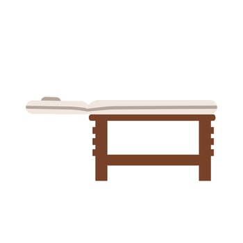 Massage table health spa vector illustration care treatment icon. Medicine massage table therapy symbol. Person beauty relaxation salon cartoon bed icon therapist. Doctor professional pillow sign