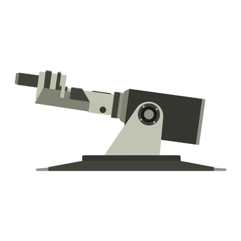 Military gun warship turret vector guard protection force battleship. Water warship turret sea destroyer navy power icon. Conflict tower aggression isolated white enforcement combat warfare icon