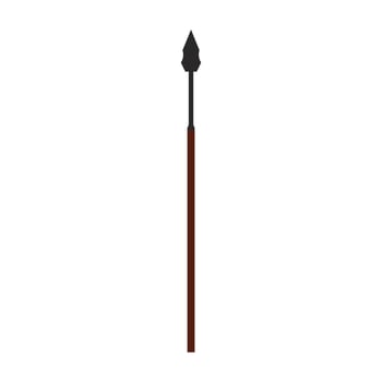 Vector wooden spear illustration ancient symbol weapon. History wooden spear hunter lance sign cartoon. Battle old tool protection icon military design. Long guard gladiator arrowhead symbol