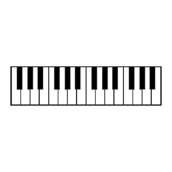 Piano key music vector illustration instrument black and white note. Classic synthesizer piano key sound isolated white background. Color instrument template horizontal with space equipment icon