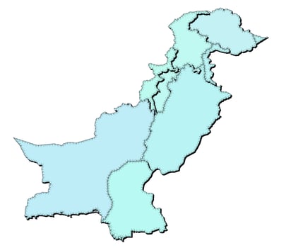 Map of Pakistan with states isolated vector
