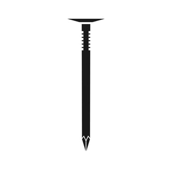 Nail tool construction vector illustration equipment icon solid black. Repair symbol industry and object isolated white. Carpentry instrument and element worker. Repairing screw mechanic spike