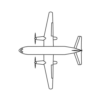 Airplane travel vector icon illustration transportation outline. Aircraft symbol and fly plane transport isolated white line thin
