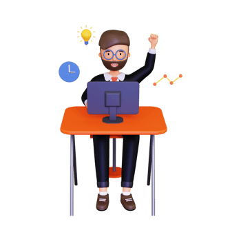 3d Cheerful businessman working on new business idea png