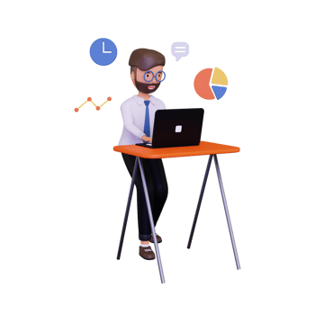 3d Business employee working on laptop png