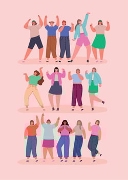 happy women groups vector