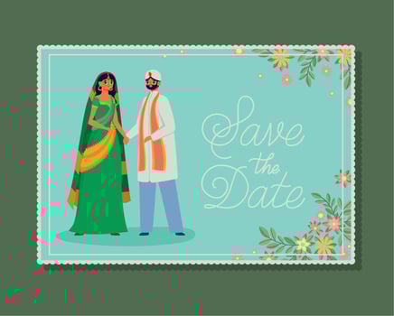 hindu wedding invitation vector