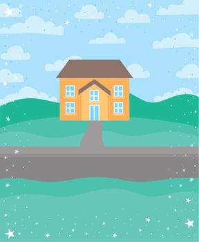 landscape with a house vector
