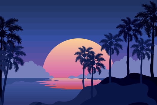 beach sunset poster vector
