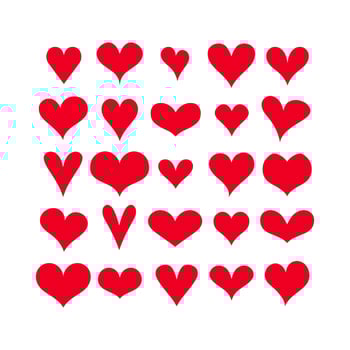collection of hand drawn red hearts illustration vector