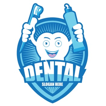Cartoon Smiling tooth logo.It's Happy smile concept. vector