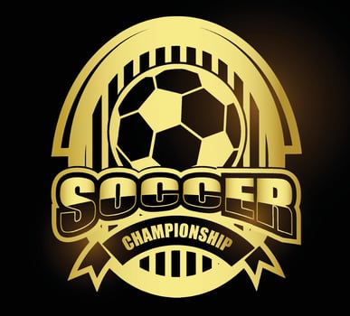 Illustration of golden soccer symbol or logo and label vector