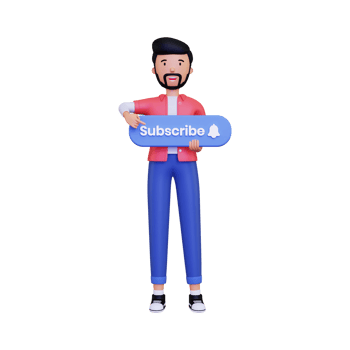 3d Man holds the subscribe button while pointing png