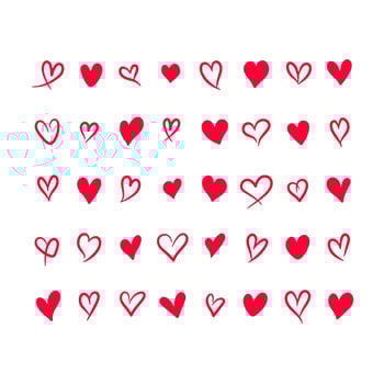 collection of hand drawn abstract red hearts illustration vector