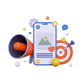 3d Mobile marketing with loudspeaker png