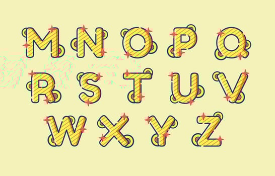 Cute Alphabet M - Z Icon Set vector
