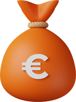 Orange Money Bag Euro 3D Illustration png