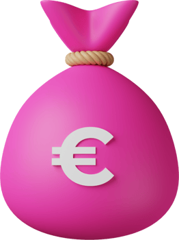 Pink Money Bag Euro 3D Illustration png