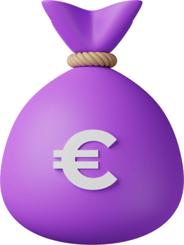 Purple Money Bag Euro 3D Illustration png
