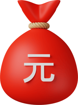 Red Money Bag Yuan 3D Illustration png