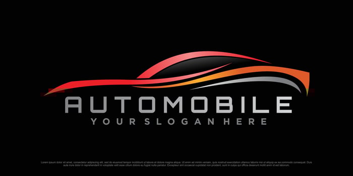 Car logo design with sports car icon and modern concept Premium Vector