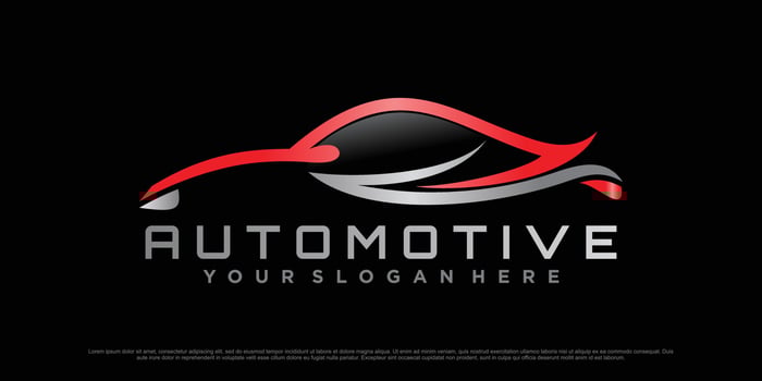 Automotive logo design with sports car icon and creative modern concept Premium Vector