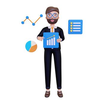 3d Market analyzer presenting analysis png