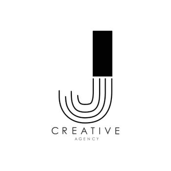 J Letter Logo With Black Line Design. Line letter symbol vector illustration