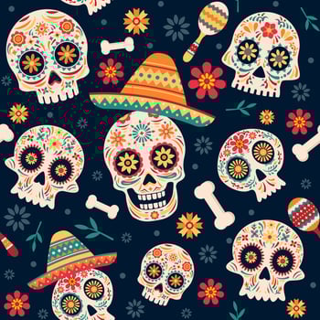 Calavera Sugar Skull Seamless vector