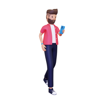 3d Walking while looking into phone png