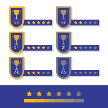 Star rating with trophies and numbers. - Vector. vector