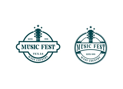 Country Guitar Music Western Vintage Retro Saloon Bar Cowboy logo design vector