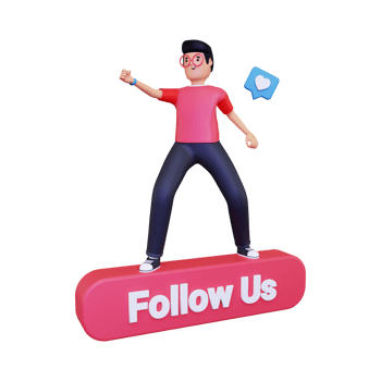 3d Man with Follow Us Button png
