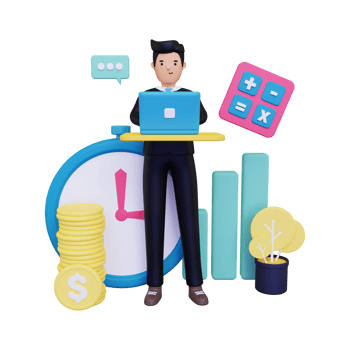 3d Businessman working on financials png