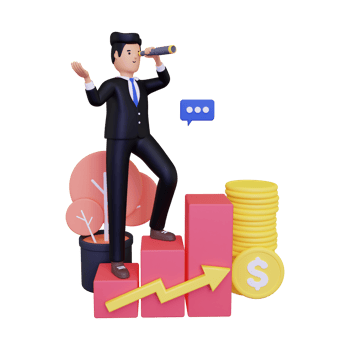 3d Man working on sales growth png