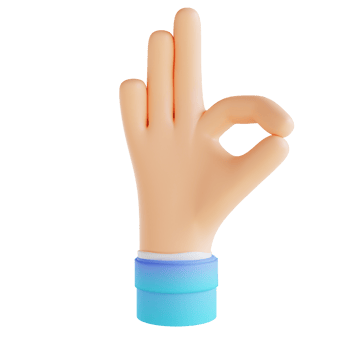 3D illustration showing ok hand gestures png