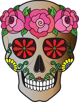 Art skull day of the dead. Hand drawing and make graphic vector. vector