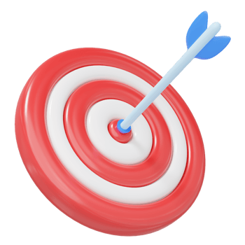 3d blue arrow in red bullseye with shadow. Target landing web page. Business finance, Marketing goal success, target achievement concept. cartoon icon minimal. 3d render with clipping path. png