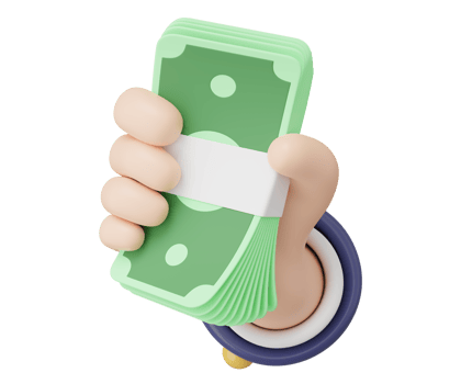 3D Hand holding bundle banknote icon. Cartoon businessman wearing suit hold cash money floating isolated on transparent. Money saving, shopping online payment concept. 3d Cartoon minimal render png