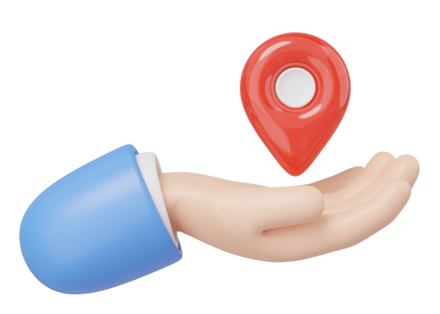 3d GPS navigator icon. Hand holding red location map pin. Plastic realistic checking points floating isolated on transparent.  Investment, mortgage, loan concept. Cartoon minimal icon. 3d render. png