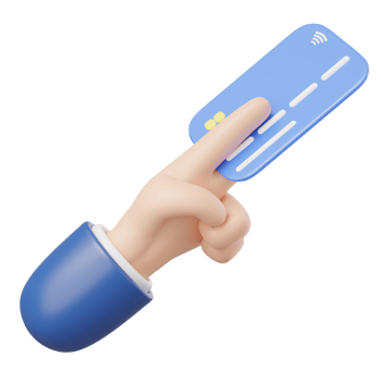 3D Hand holding Credit card and floating isolated on transparent. Online store credit card or debit cards accept. Withdraw money, Easy shopping, Cashless society concept. Cartoon minimal 3d render png