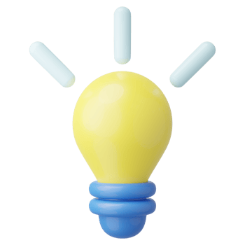 3D Yellow light bulb icon. Lamp with bright halo isolated on transparent. Creative idea, Business solution, Strategic thinking, New invention or innovation concept. Cartoon icon minimal. 3d render png