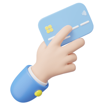 3D Hand holding Credit card and floating isolated on transparent. Online store credit card or debit cards accept. Withdraw money, Easy shopping, Cashless society concept. Cartoon minimal 3d render png