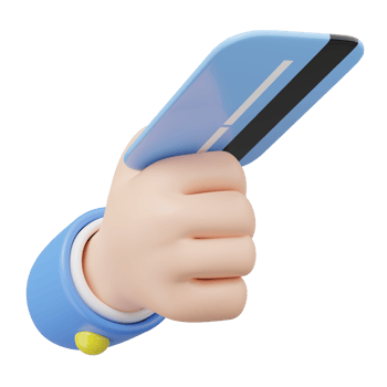 3d Hand hold back of credit card icon float on transparent. businessman with suit using credit card or debit cards in online store. Cashless society concept. Business cartoon style. 3d icon render png