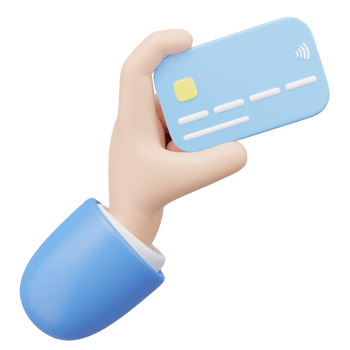 3D Hand holding Credit card and floating isolated on transparent. Online store credit card or debit cards accept. Withdraw money, Easy shopping, Cashless society concept. Cartoon minimal 3d render png